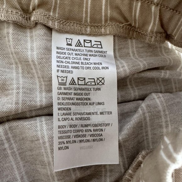 Belle Kim‎ Gravel Pants Womens 1X Tan Striped Pull On Wide Leg Casual Stretch - Picture 6 of 12